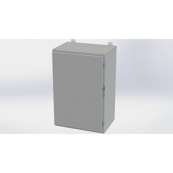 Clamps with Padlock Hasp Electrical Enclosures, 36 in H, 16 in D, 24 in W, NEMA 4, Carbon Steel